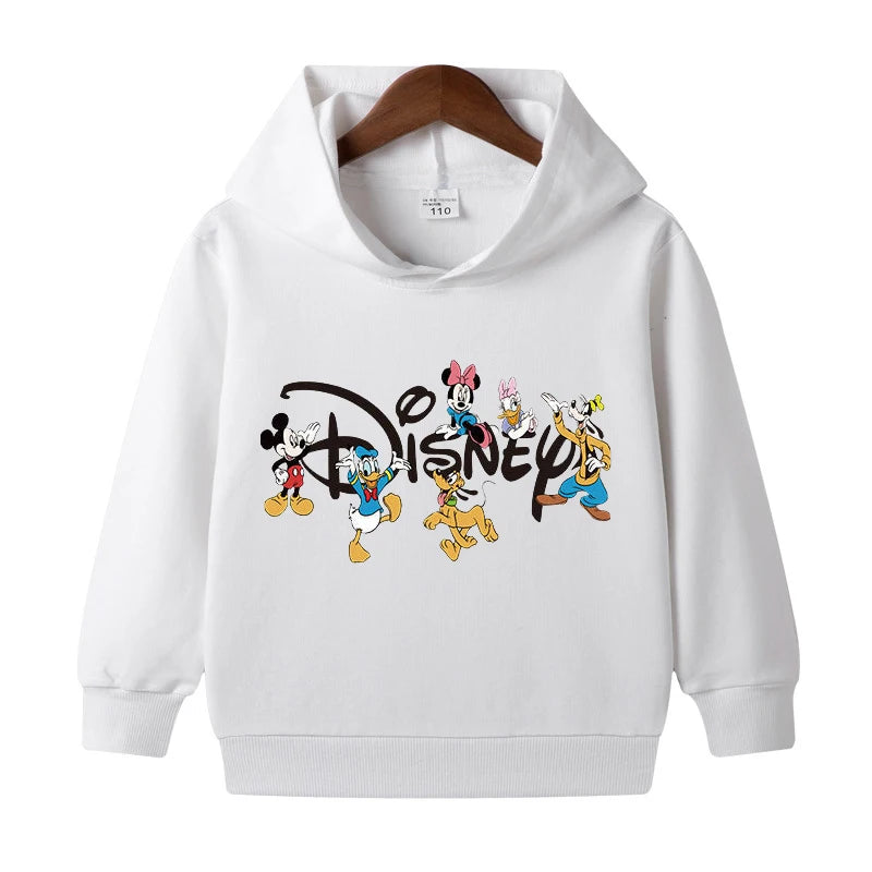 1-8 Years Kids Cartoon Hoodies Spring Boys Girls Minnie Mickey Sweatshirts Children Disney Casual Hooded Tops Infant Clothes