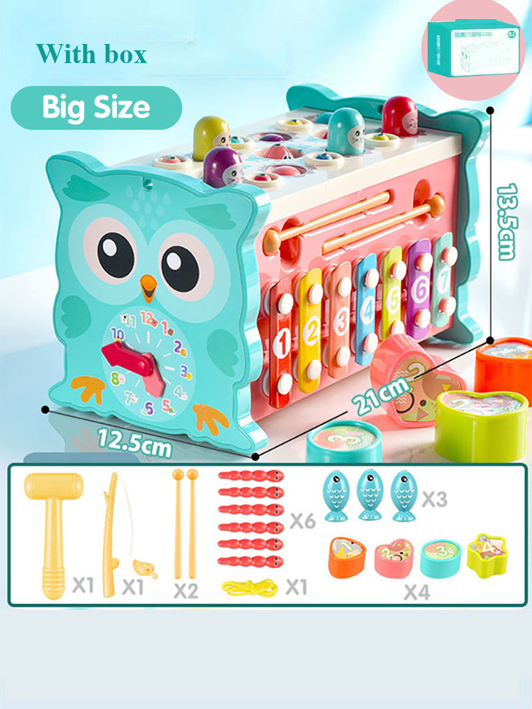 Baby Montessori Toys Fishing Owl Cube 0 6 12 Months Learning Educationa Game Set with Music