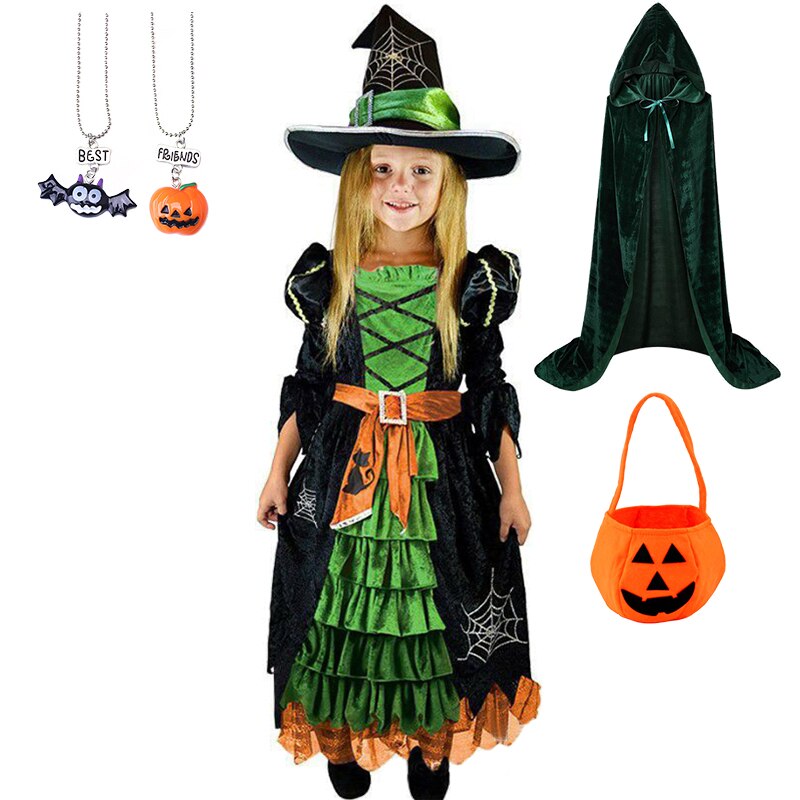 2023 Halloween Fairy Girl Cosplay Witch Dress Clothing Set