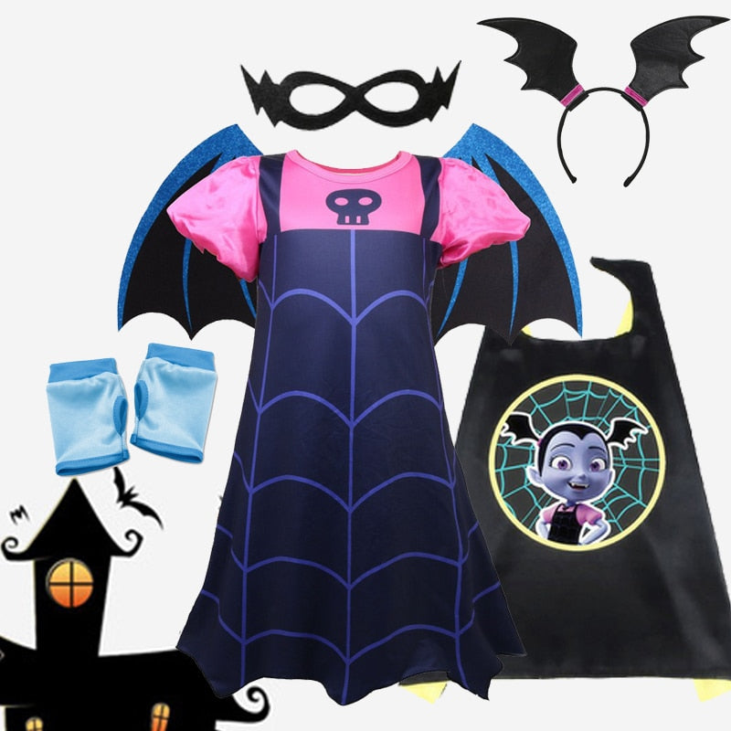 Disney Halloween Vampirina Costume For Girls, Kids Cosplay Disguise, Princess Dress Up For Carnival Party