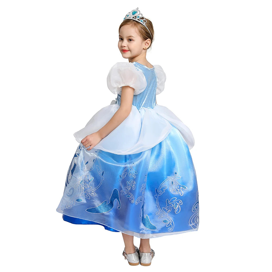 Disney Cinderella Dress Up Girls Halloween Children Costume Vestidos Party Dresses Kids Birthday Outfit 2-10 Years