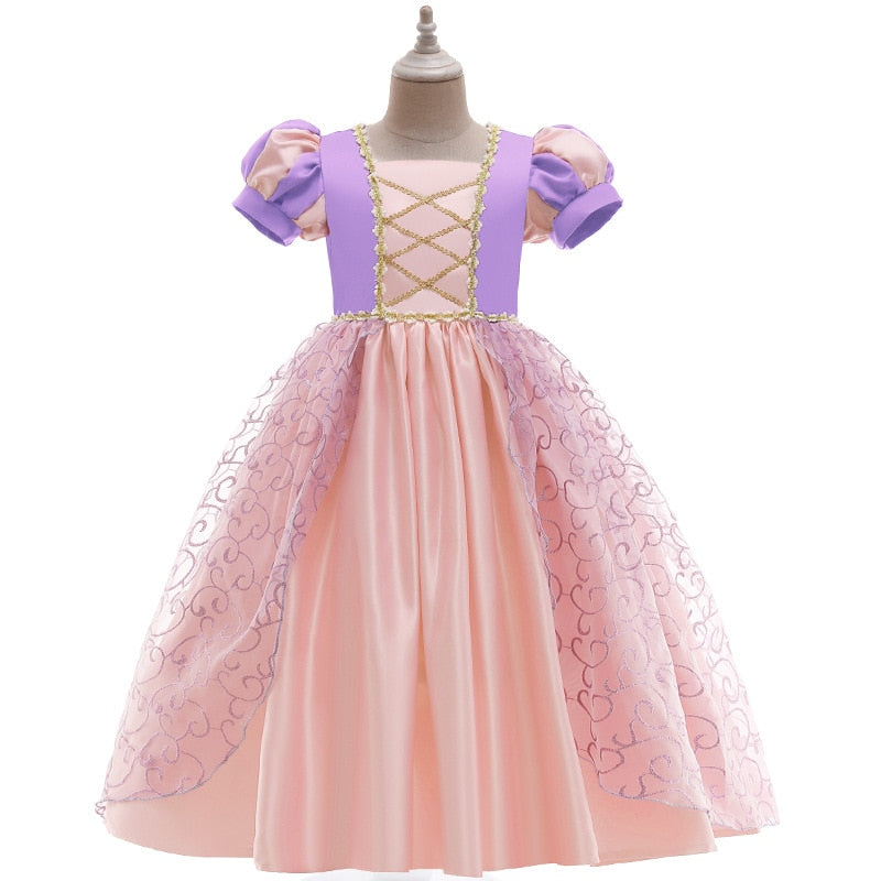 Disney Tangled Rapunzel Princess Dresses Girls Cosplay Pink Costumes Kids Dress Up Carnival Party Dress Halloween Clothing