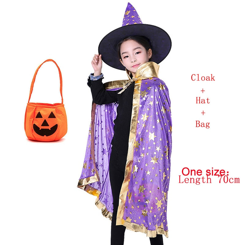 2023 Halloween Costume for Kids Girls Pumpkin Witch Vampire Cosplay Fancy Dress Children Carnival Party Cape Dresses Set 1-12Yrs