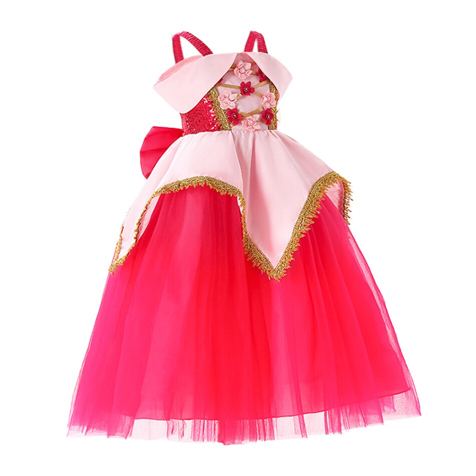 New Girls Fancy Flower Ball Gown of Disney Aurora Princess Dress