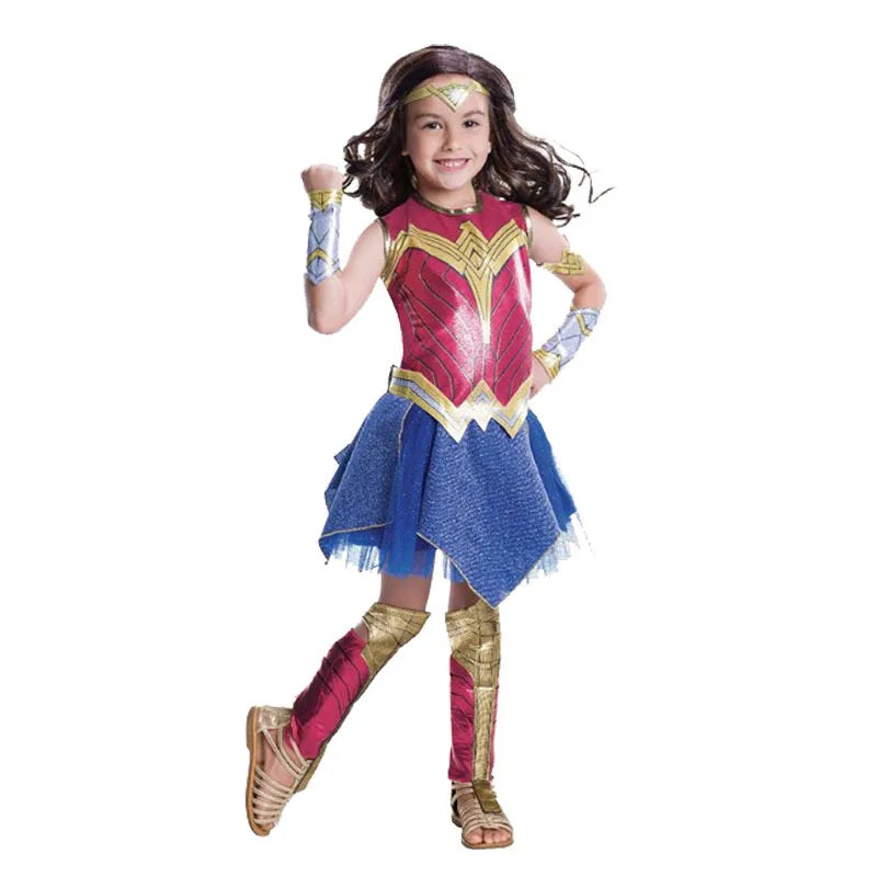 Kid Wonder Cosplay Costume Girl Child Book Week Purim Women Party Superhero Supergirl Fancy Dress