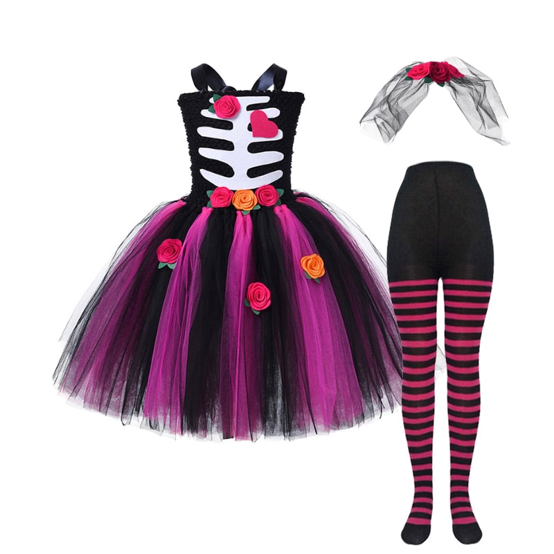 Halloween Children Cosplay Zombie Party Skeleton Dress