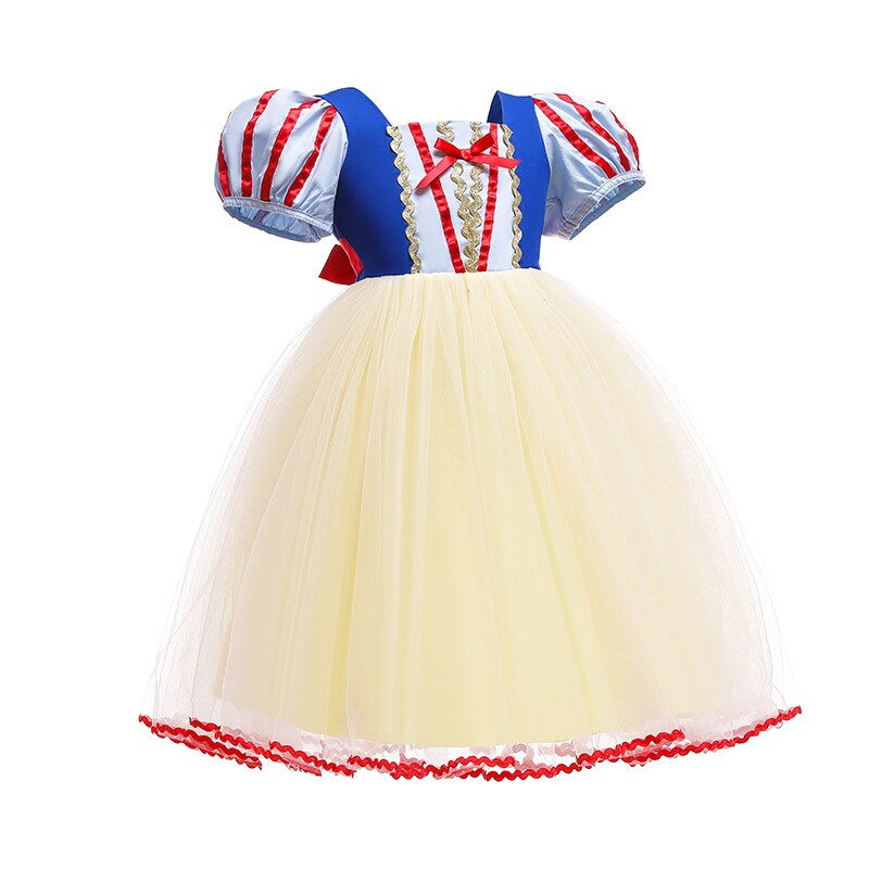 Disney Princess Snow White Dress for Girl Costume Kids Cosplay Puff Sleeves Mesh Ball Gown Clothes Children Party Birthday Dress