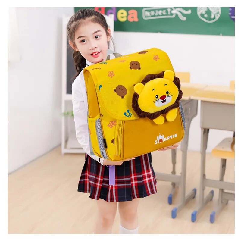 Little Lion Children's Schoolbag Bag Cartoon Cute Backpack Kindergarten Boys and Girls Lightweight Ridge Protection Knapsack