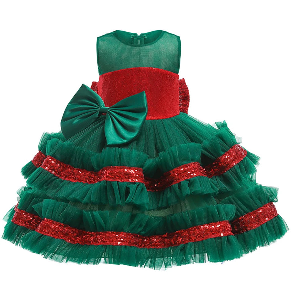 0-5Y Christmas Halloween Baby Girls Tutu Dress Children Casual Princess Dresses Santa Claus Xmas Tree Kids Party Prom Clothing