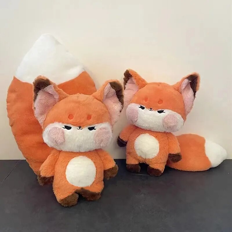 Creative and Cute Doodle Fox Doll Plush Toy Little Fox With Big Tail Doll Gifts Birthday for Girl Kid Room Decoration Bed Pillow