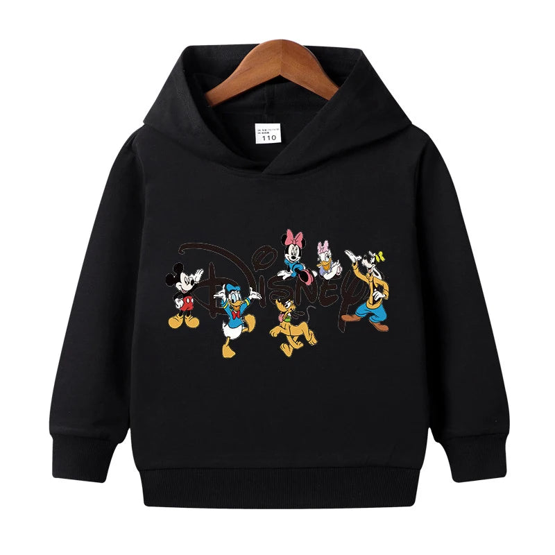 1-8 Years Kids Cartoon Hoodies Spring Boys Girls Minnie Mickey Sweatshirts Children Disney Casual Hooded Tops Infant Clothes