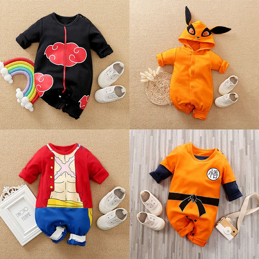 Baby Girl Boy Costume Anime Clothes Newborn Romper Infant Luffy Akatsuki Vegeta Cosplay Jumpsuit Toddler Halloween Costume 0-18M