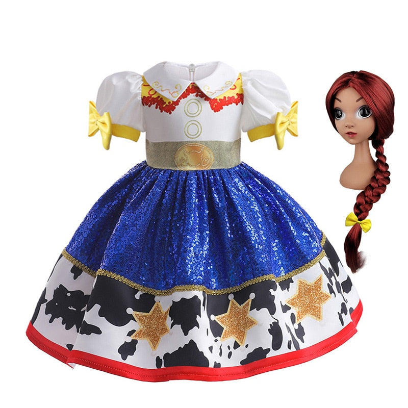 New Toy Story 4 For Girls Costume Kids Cosplay Bo Peep Pink Clothes Summer Fly Sleeve Sequins Dresses Fancy Princess Dress 1-7T