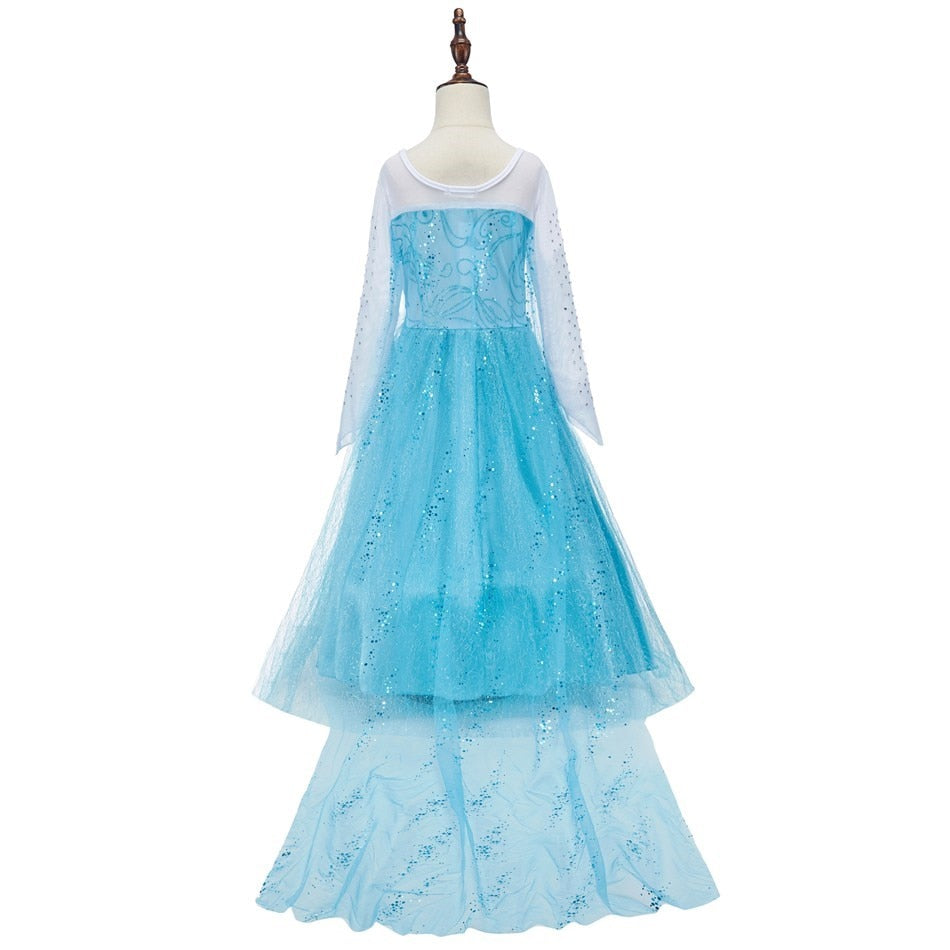 Princess Dress Kids Elsa Cosplay Dress Up Little Girls Costume for Halloween Party