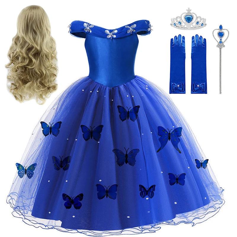 2-10T Cinderella Princess Cosplay Costumes for Girls 2024 Kids Dress Up Tulle Tutu Dress Halloween Party Birthday Gown Clothing