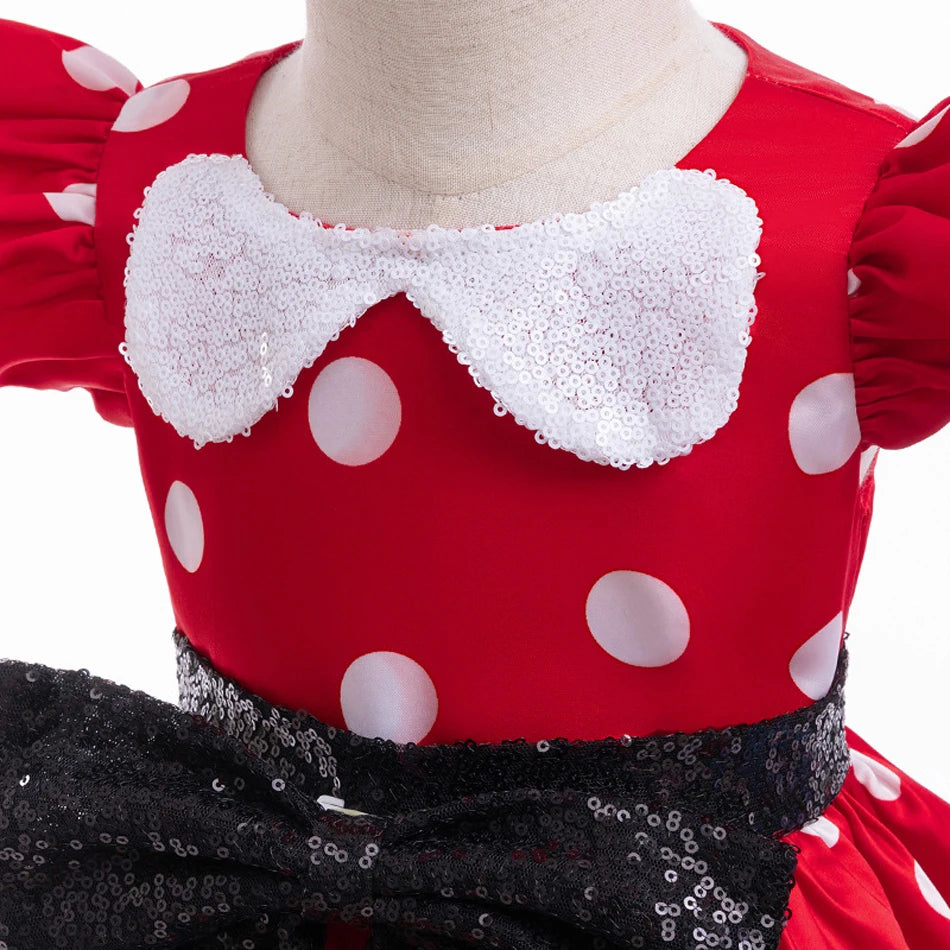 Mickey Mouse Girl Minnie Dress Cartoon Clothes Baby Summer Costume Child Cosplay Princess Fancy Bow Tie Boy Clothing Set Outfit