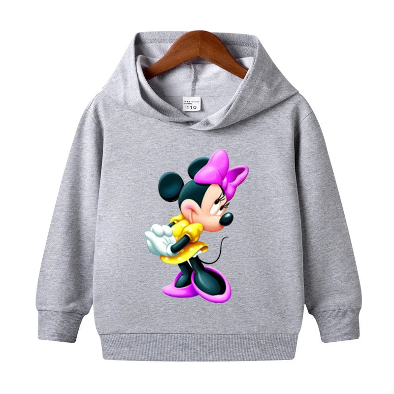 1-8 Years Kids Cartoon Hoodies Spring Boys Girls Minnie Mickey Sweatshirts Children Disney Casual Hooded Tops Infant Clothes