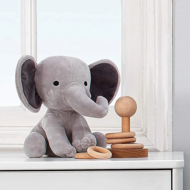 25cm Gray Elephant Stuffed Plush Toys Kawaii Animals Soft Sleeping Stuffed Pillow Doll Plushie for Baby Room Decorative Gifts