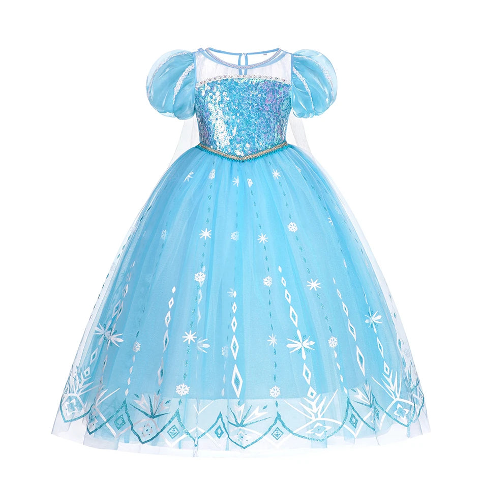 LED Light Up Elsa Cosplay Costume for Children Girls 2024 Snow Queen Costumes Princess Dress Halloween Kid Party Dress