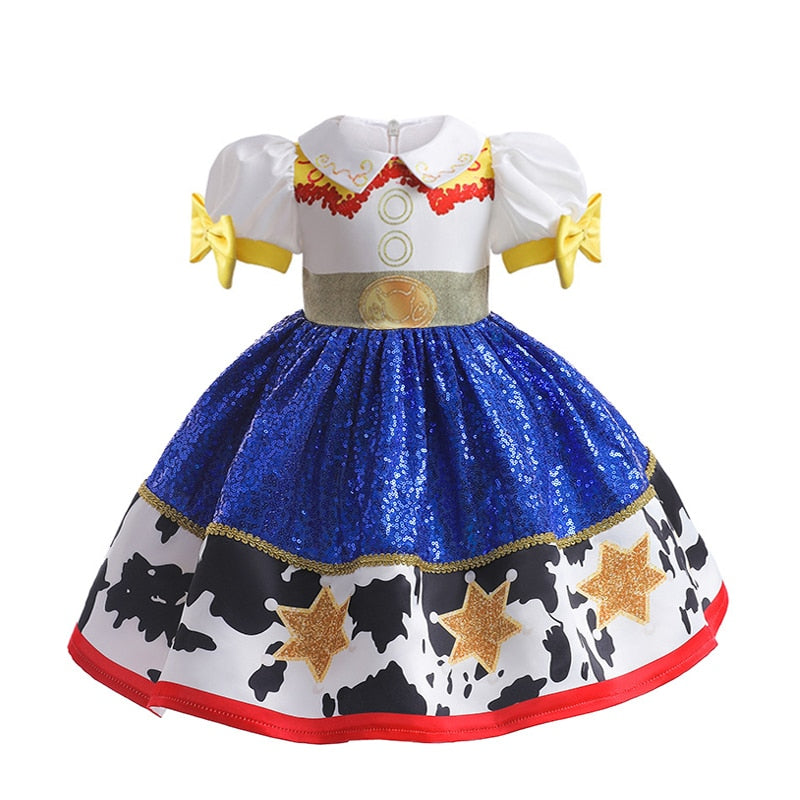 New Toy Story 4 For Girls Costume Kids Cosplay Bo Peep Pink Clothes Summer Fly Sleeve Sequins Dresses Fancy Princess Dress 1-7T