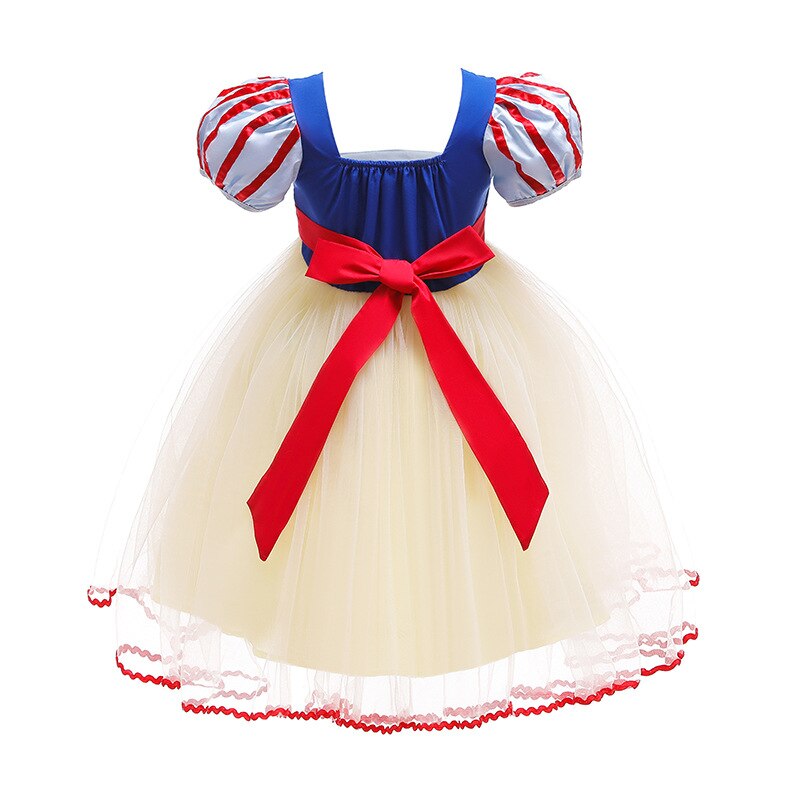 Disney Princess Snow White Dress for Girl Costume Kids Cosplay Puff Sleeves Mesh Ball Gown Clothes Children Party Birthday Dress