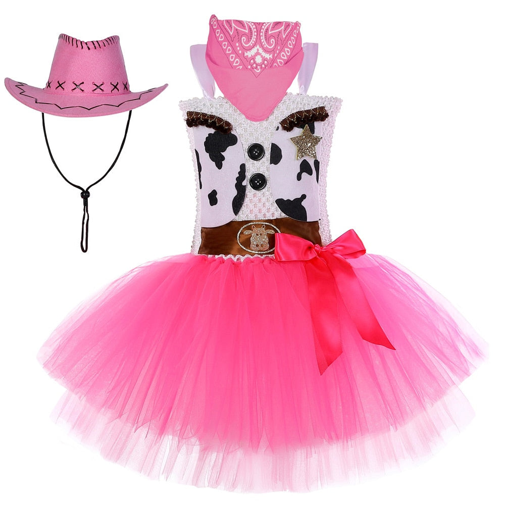 Cowgirl Jessie Costume for Girls Holiday Party Tutu Princess Dress Outfit Cowboy Woody Halloween Costume for Kids