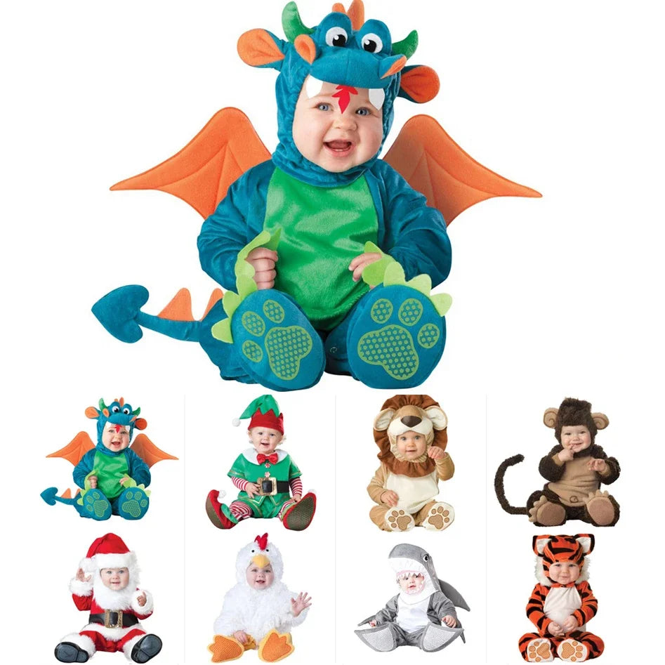 Animal Carnival Purim Halloween Outfits Baby Boys Girls Costume Tiger Animal Cosplay Rompers Jumpsuit Toddlers Infant Clothes