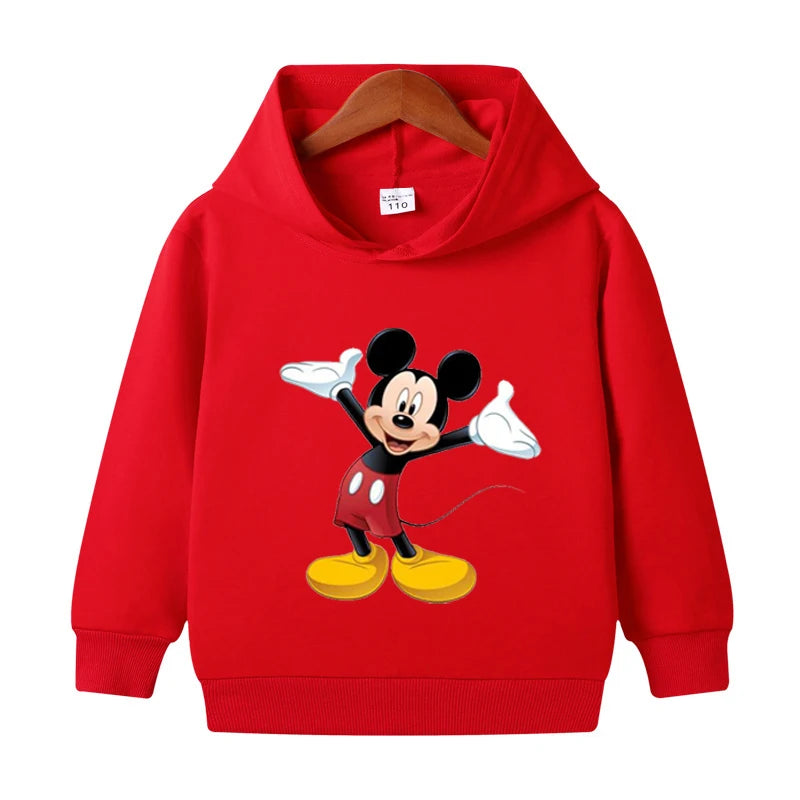 1-8 Years Kids Cartoon Hoodies Spring Boys Girls Minnie Mickey Sweatshirts Children Disney Casual Hooded Tops Infant Clothes