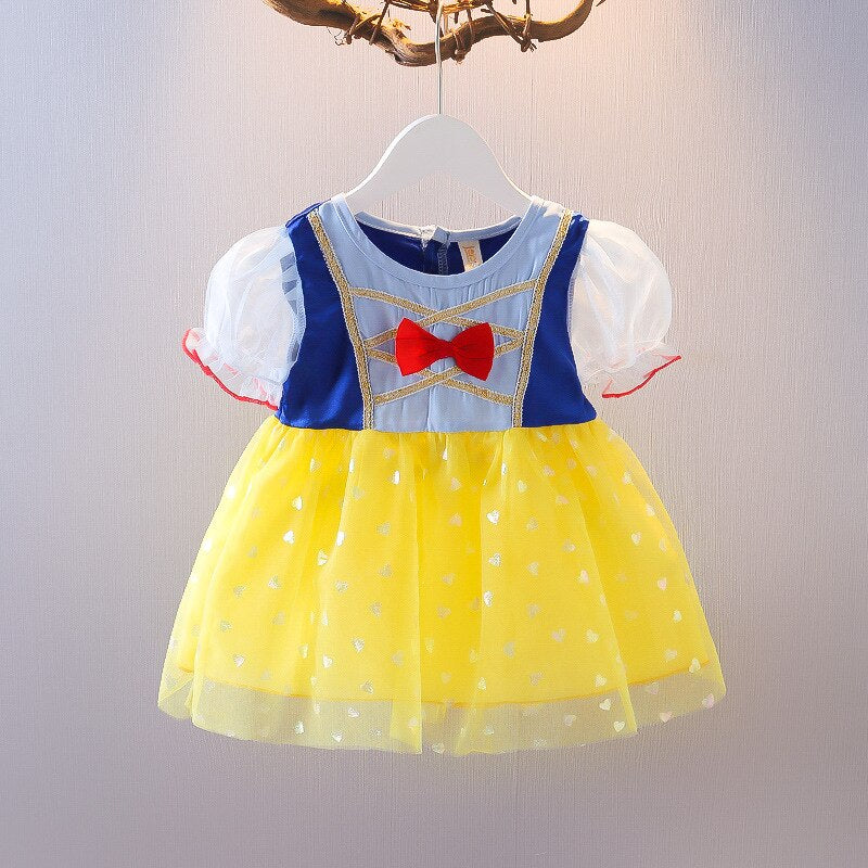 Baby Girls Snow White Princess Dress Summer Puff Sleeve Mesh Dress