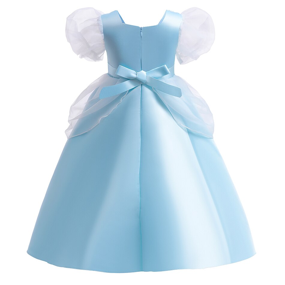 Disney New Fancy Cinderella Puff Sleeve Lace Ball Gown Princess Dress for Girls