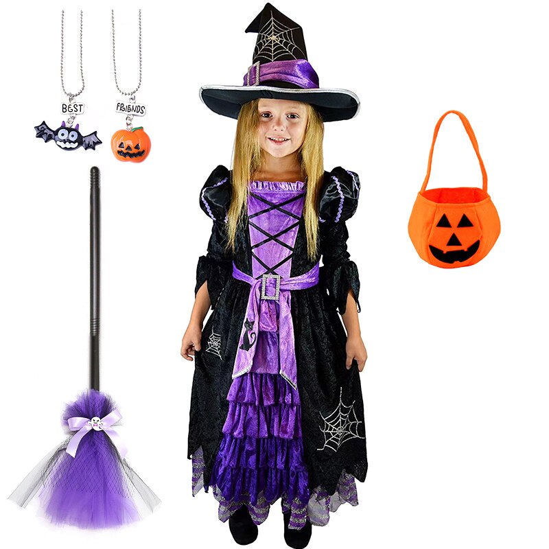 2023 Halloween Fairy Girl Cosplay Witch Dress Clothing Set