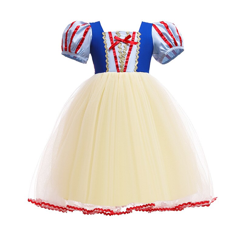 Disney Princess Snow White Dress for Girl Costume Kids Cosplay Puff Sleeves Mesh Ball Gown Clothes Children Party Birthday Dress