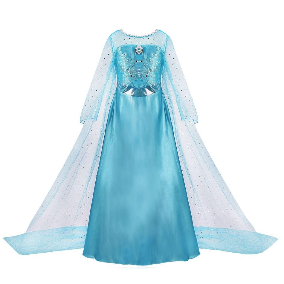 Girl Anna Elsa Dress Kids Halloween Cosplay Carnival Birthday Party Clothes 3-10 Years