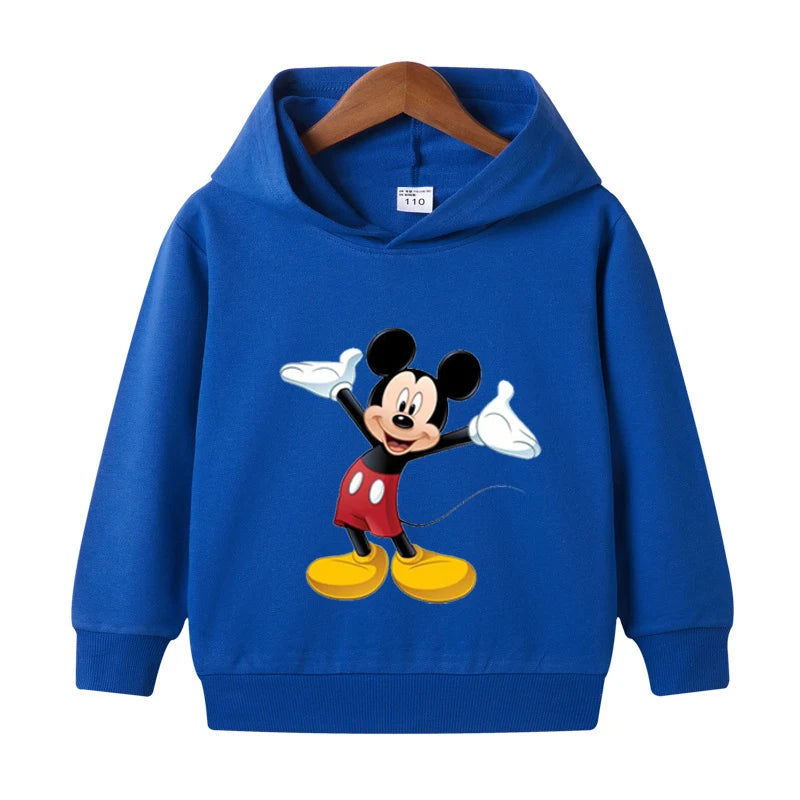 1-8 Years Kids Cartoon Hoodies Spring Boys Girls Minnie Mickey Sweatshirts Children Disney Casual Hooded Tops Infant Clothes