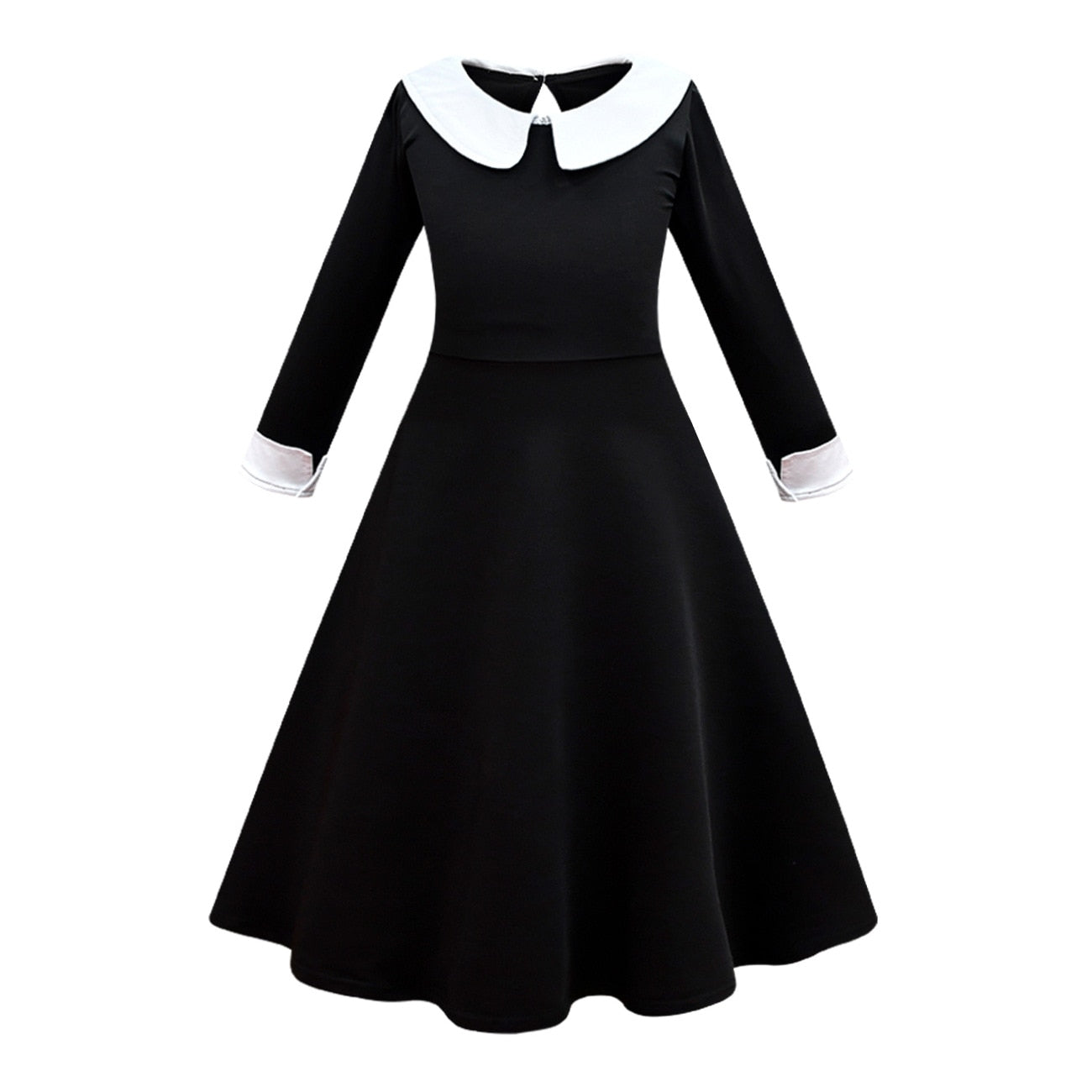 Character Wednesday Addams Girls Dresses Kids Cosplay Black Mesh Gothic Costumes Children Halloween Carnival Party Clothes 3-14T