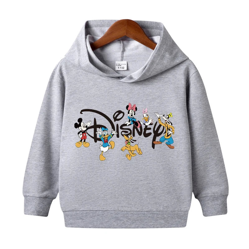 1-8 Years Kids Cartoon Hoodies Spring Boys Girls Minnie Mickey Sweatshirts Children Disney Casual Hooded Tops Infant Clothes