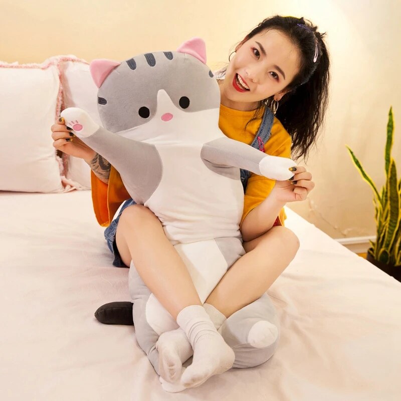 50cm Squishy Cats Doll Plush Toy Ultra Soft Kawaii Cat Long Body Animal Plushie Peluche Pelucia Sleeping Companion Kids Gift