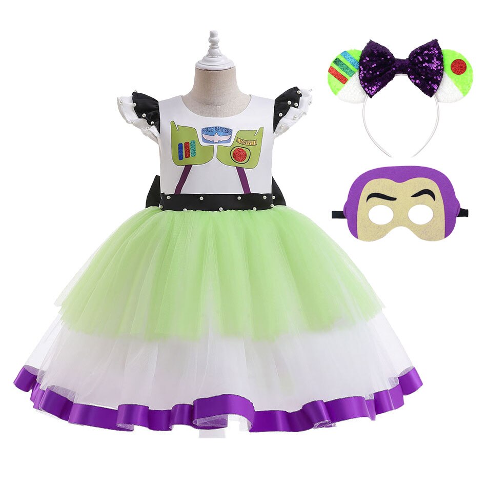 Girls Buzz Lightyear Dress Woody Cartoon Cow Frocks Toy Story Halloween Clothes Party