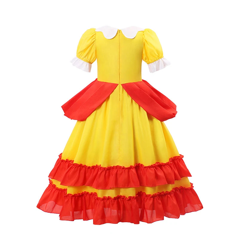 Girls Halloween Costume Rosalina Peach Princess Dress For Kids Halloween Pink Disguise Daisy Cosplay Clothing Birthday Vestido