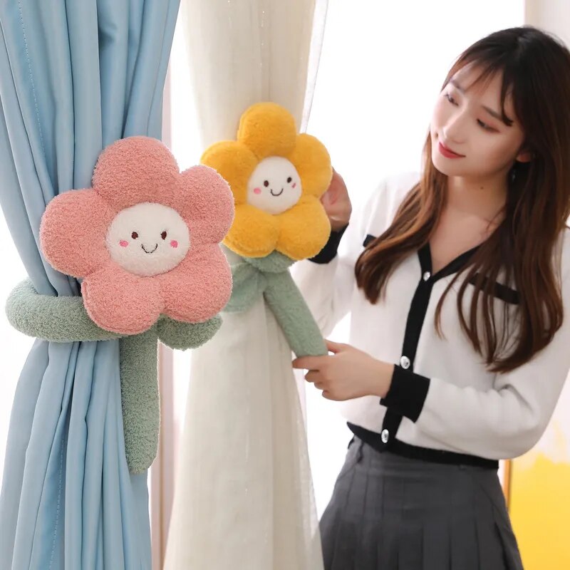 Sunflower Throw Pillow Stuffed Toy Soft Kawaii Sofa Cushion Cartoon Plush "Keep Smile" Face Bedroom Flower Floor Seat Pad