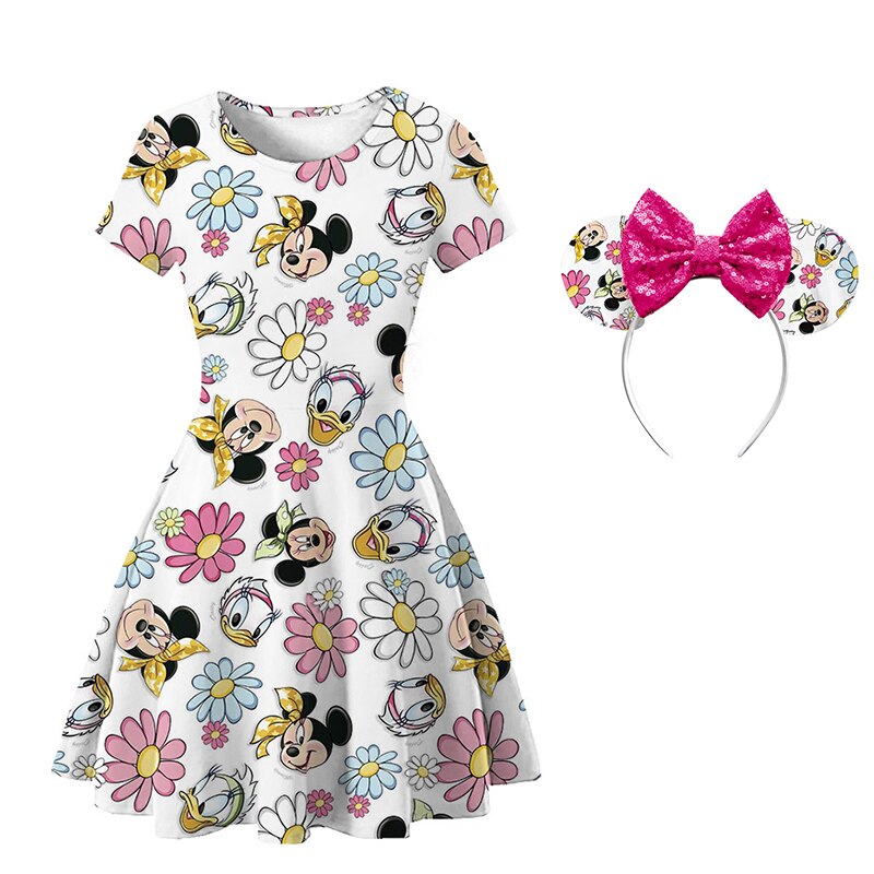 Summer Baby Girl Casual Dress Floral Kids Toddler Minnie Mouse Daisy Cartoon Cute Princess Costumes For Girls Backless Dresses