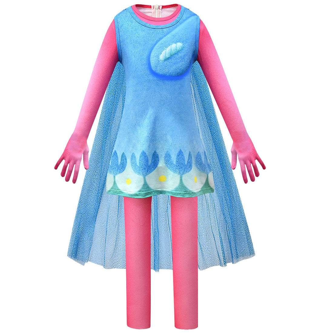 Poppy Trolls Cosplay Costume  with bag and hair for Girls