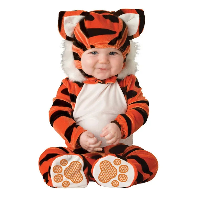 Animal Carnival Purim Halloween Outfits Baby Boys Girls Costume Tiger Animal Cosplay Rompers Jumpsuit Toddlers Infant Clothes