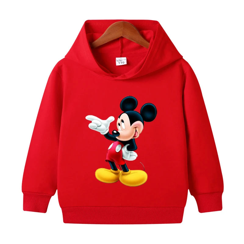 1-8 Years Kids Cartoon Hoodies Spring Boys Girls Minnie Mickey Sweatshirts Children Disney Casual Hooded Tops Infant Clothes