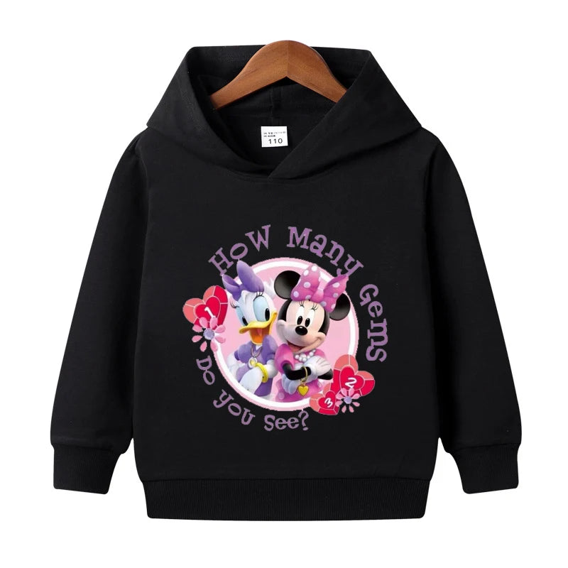 1-8 Years Kids Cartoon Hoodies Spring Boys Girls Minnie Mickey Sweatshirts Children Disney Casual Hooded Tops Infant Clothes