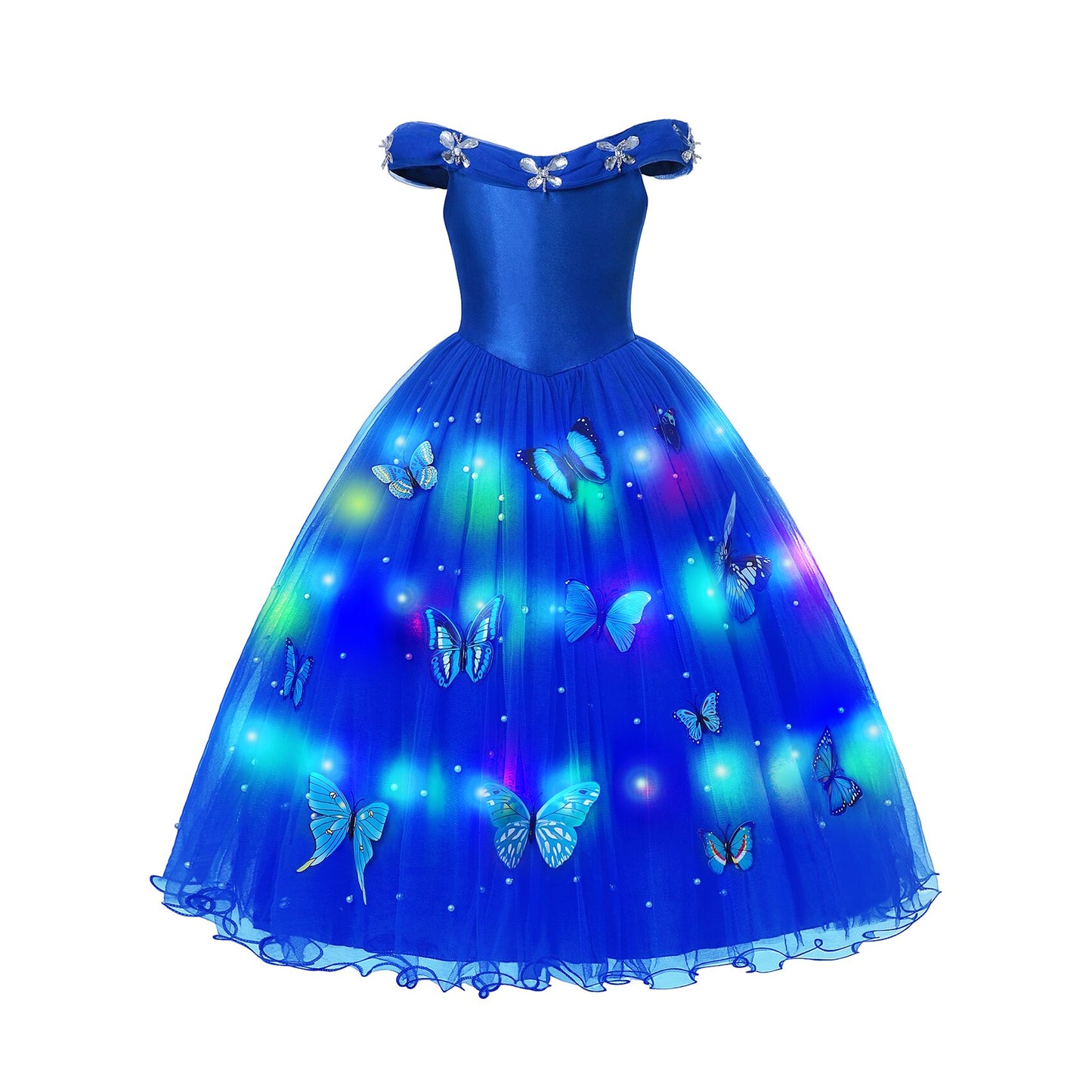 Disney Cinderella Costume Led Light up Girls Princess Cosplay Dress Halloween Party Costume Kids Birthday Wedding Gown