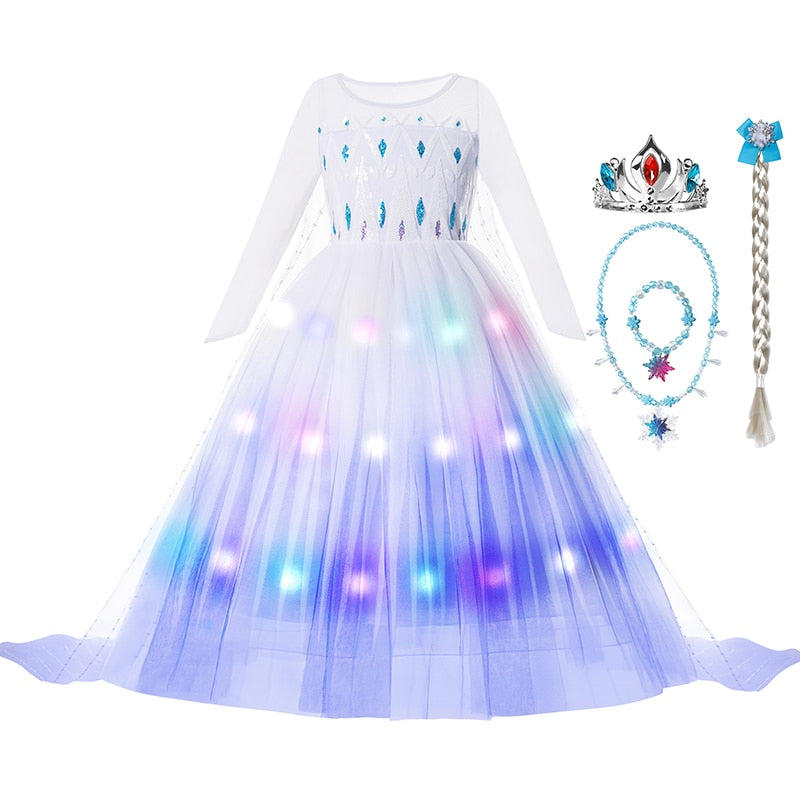 Disney Little Mermaid Ariel Princess Dresses Led Light Up Kids Costume