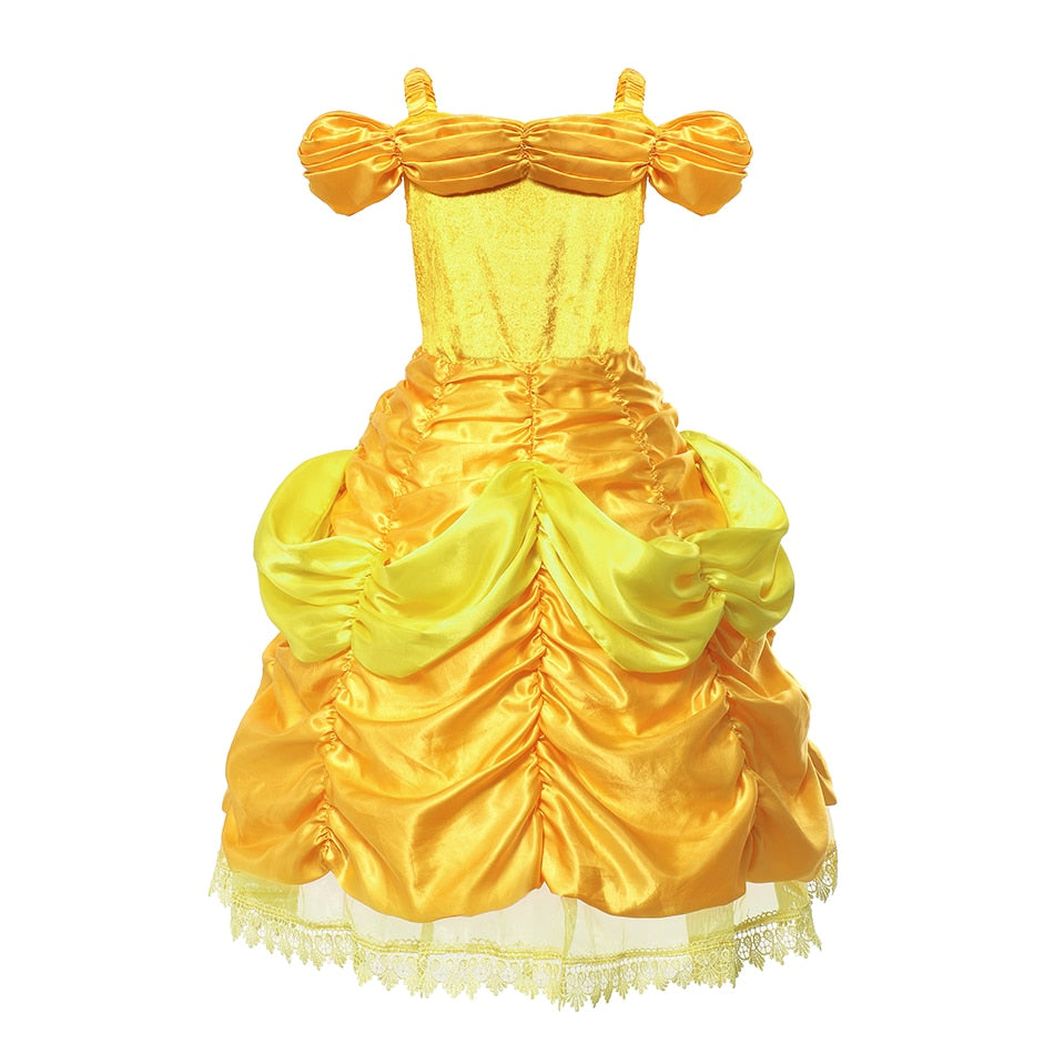 Disney Belle Dress for Girl Princess Kids Embroidery Ball Gown Child Cosplay Beauty and beast Costume Fancy Party Clothing Girls