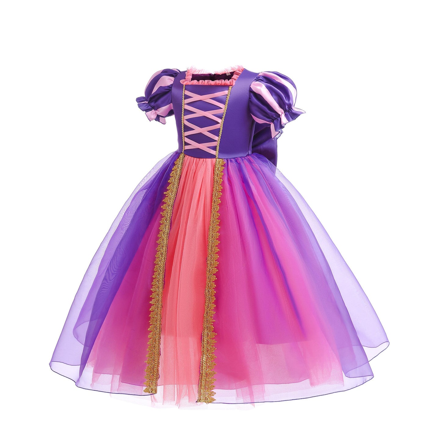 Disney Girls Cosplay Tangled Rapunzel Princess Dresses Kids Costume Fancy Purple Luxury Mesh Clothes Birthday Party Ball Gown