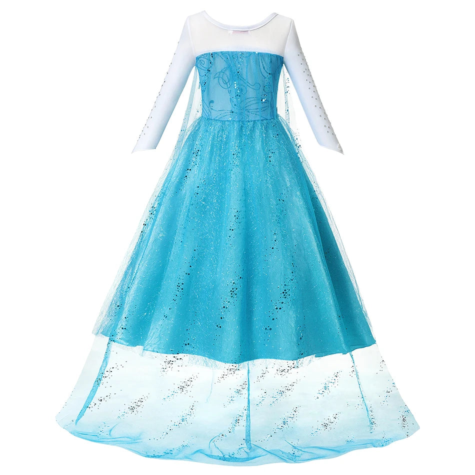 LED Disney Girls Cosplay Elsa Princess Dresses Children Halloween Carnival Party Dress Robe Vestidos Frozen Snow Queen Costumes